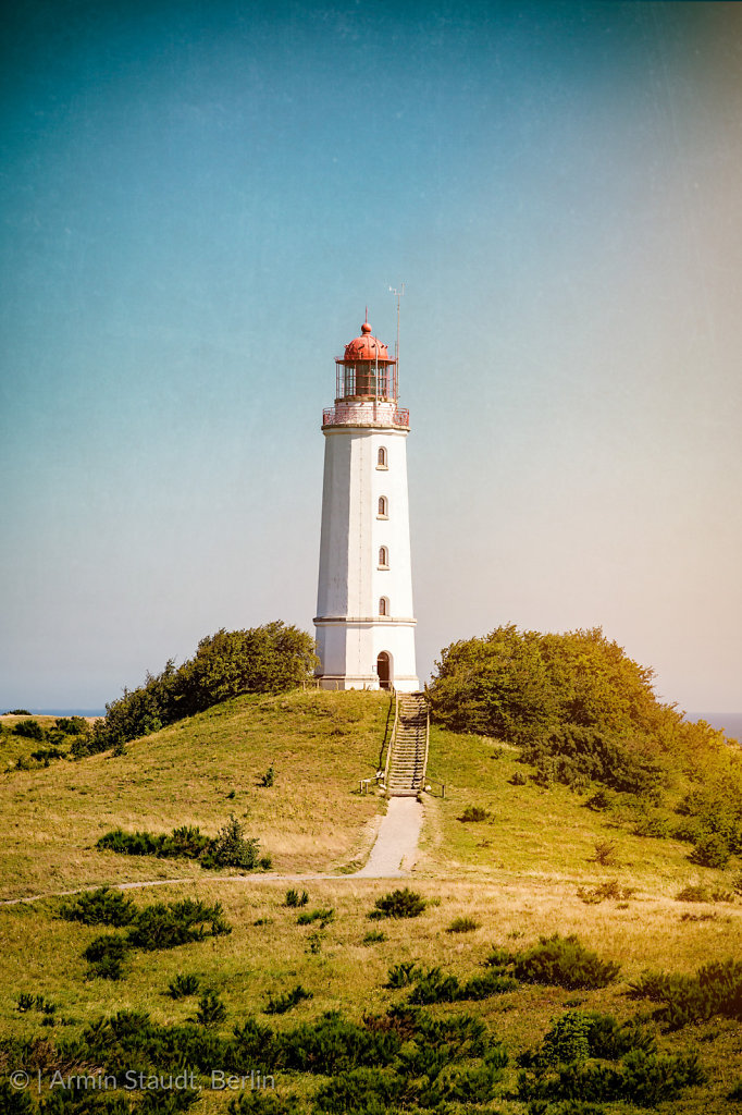 landscape and lighthouse Dornbusch at Hiddensee island 