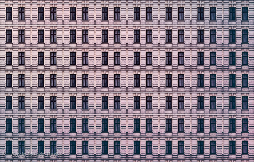 architectural pattern, window facade of an old miserable berlin house