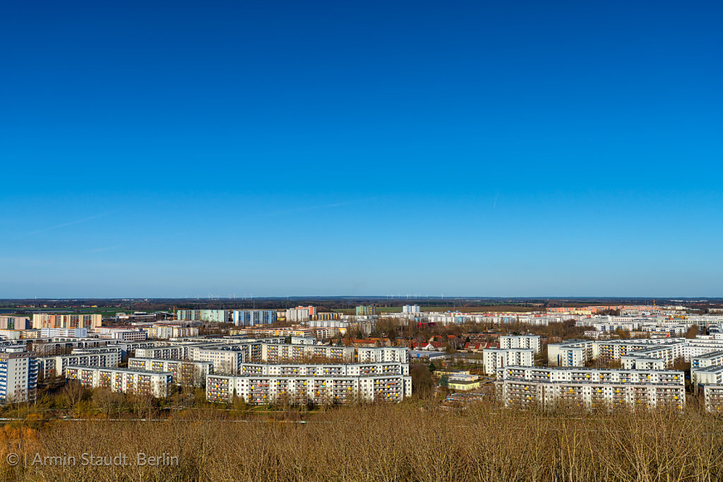 social housing in Berlin Marzahn with clear blue sky