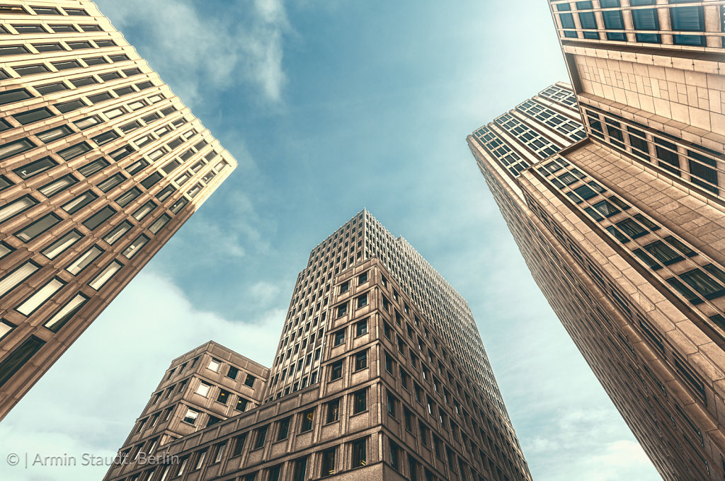 vintage style skyscrapers with backlight